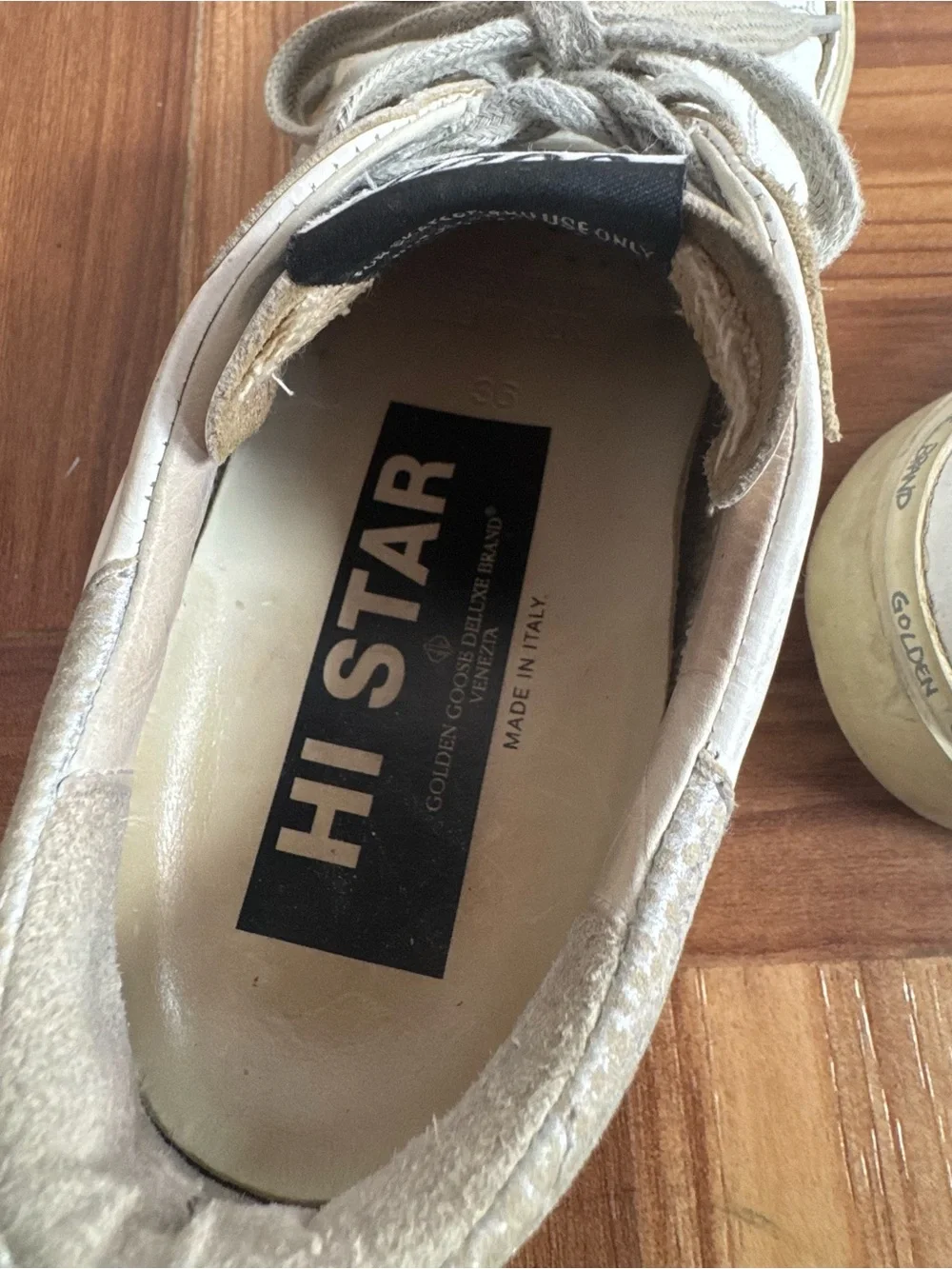 Golden Goose White Leather Platform Sneakers with Silver Star